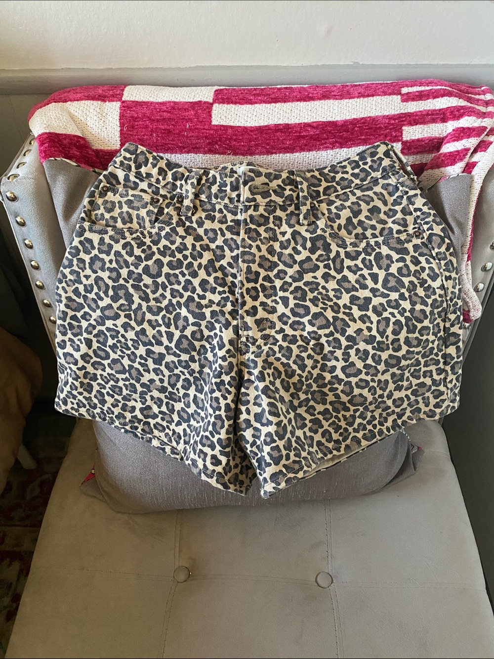 Abercrombie & Fitch Beige and Black Leopard Print Shorts